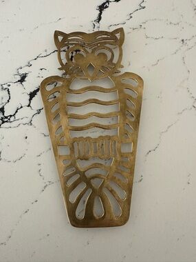 Brass Owl Cutout Decorative Trivet Retro
